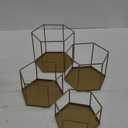 Set of 4 Metal Display Risers, Upgraded Hexagonal Nesting Buffet Riser Set, Modern Brass Buffet Display Stands for Food, Food Display Risers for Buffet Cupcake Small Potted Plants - Medium