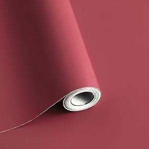 Safiyya 393"x17.7" Red Peel and Stick Wallpaper Rose Red Contact Paper Solid Color Wall Paper Decorative Waterproof Removable Wallpaper for Wall Vinyl Roll