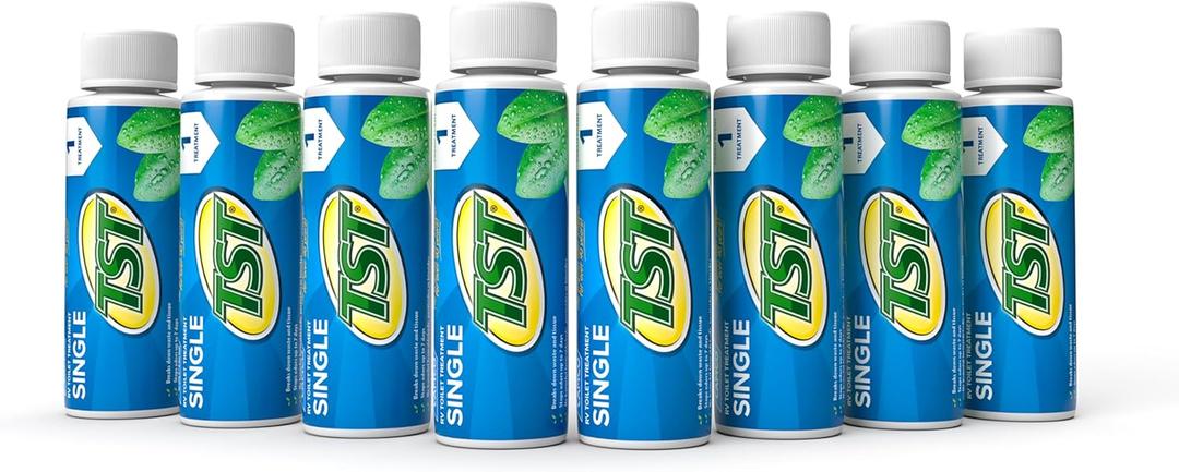 Camco TST Fresh Scent RV Toilet Treatment - Formaldehyde Free - Breaks Down Waste And Tissue, Septic Tank Safe - Treats up to 8-40 Gallon Holding Tanks - (8) 4 oz Bottles (40221)