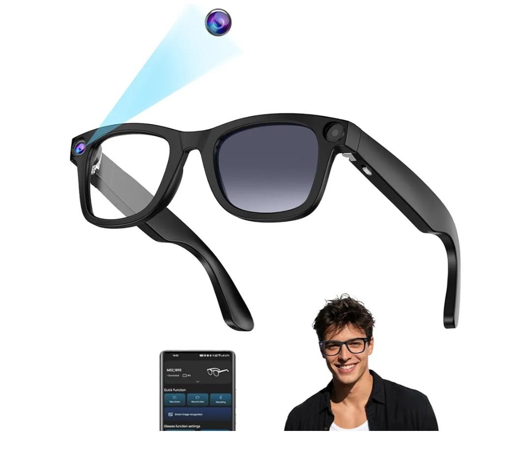 AI Smart Glasses with Camera - 1080P Video & 8MP Camera, Voice Control, Recording Glasses with AI Assistant, Object Recognition, for Travel, Conferences & Vlogging