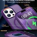 Magnetic for iPhone 15 Pro Max Case [Compatible with MagSafe]with 2X Screen Protector, Military-Grade Slim Shockproof Phone Cover Translucent Matte Anti-Fingerprint Anti-Scratch,6.7 inch,Purple