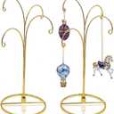 HOHIYA Ornament Display Stand 12 Inch 4-Arm Metal Holder for Christmas Ornaments Glass and Crystal Ball Decorations Art Craft Hanging Hanger Brass Gold 2 Pack