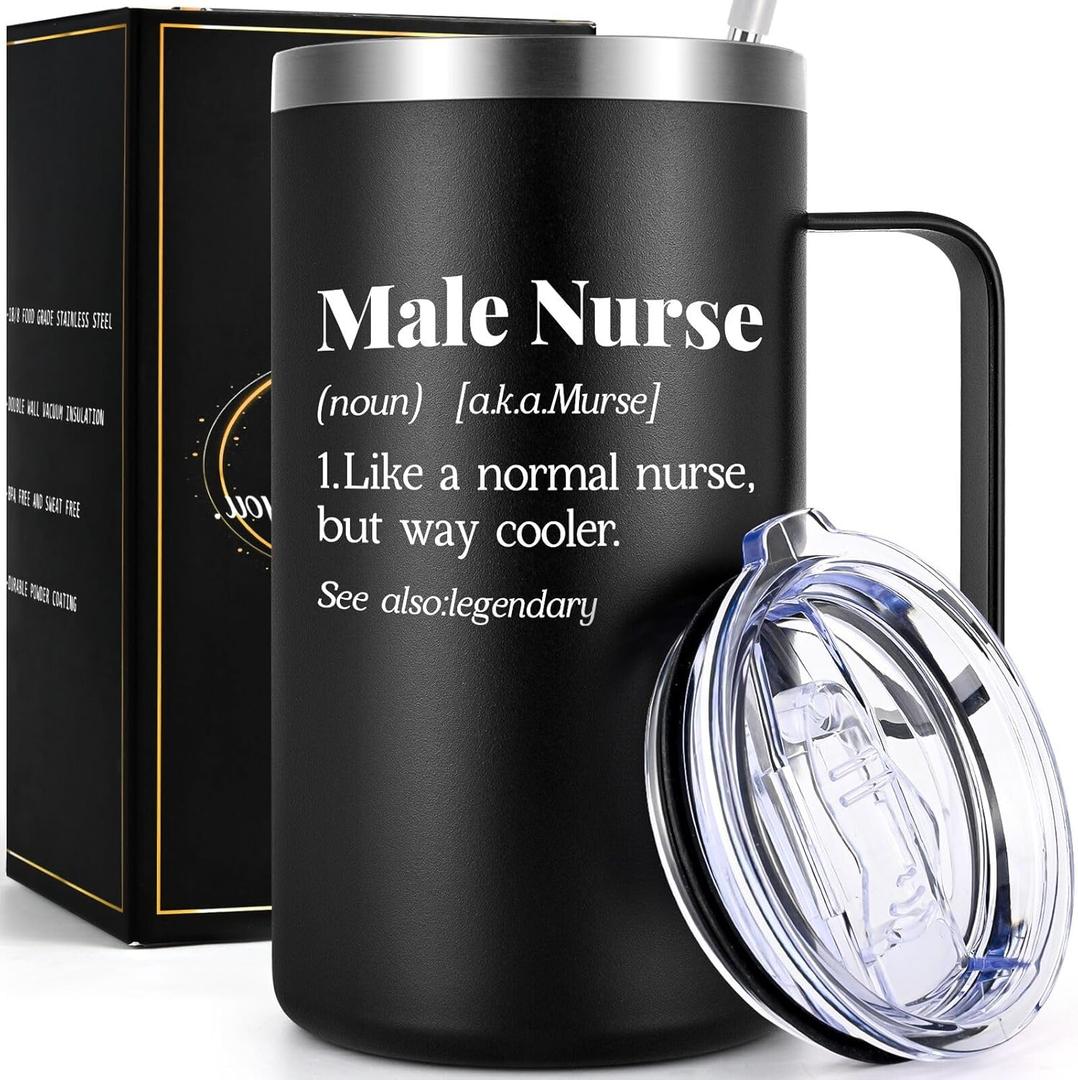 Lifecapido Male Nurse Gifts for Men, Like A Normal Nurse But Way Cooler Stainless Steel Coffee Mug, Nurse Week Gifts Appreciation Graduation Gifts for Murse Nurse Practitioner (20 oz Black)