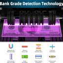 PONNOR Money Counter Machine with Value Bill Count, Cash Counter for Dollar, Euro with UV/MG/IR/DD/DBL/HLF/CHN Counterfeit Detection, Add/Bat/Value Mode Bill Counting Machine with Large LCD Display