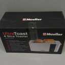 Mueller UltraToast Full Stainless Steel Toaster 4 Slice, Long Extra-Wide Slots for Bagels and Waffles, 6 Browning Levels, LED Display, Cancel/Defrost/Reheat Functions & Removable Tray, Kitchen Gadgets