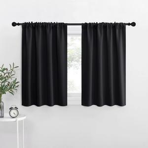NICETOWN Short Curtains, Black Out RV Bunk Panels for Kitchen - Energy Smart Decoration Thermal Insulating Blackout Drapes/Draperies for Small Window (2 Panels, 29 inches Wide by 30 inches Long)