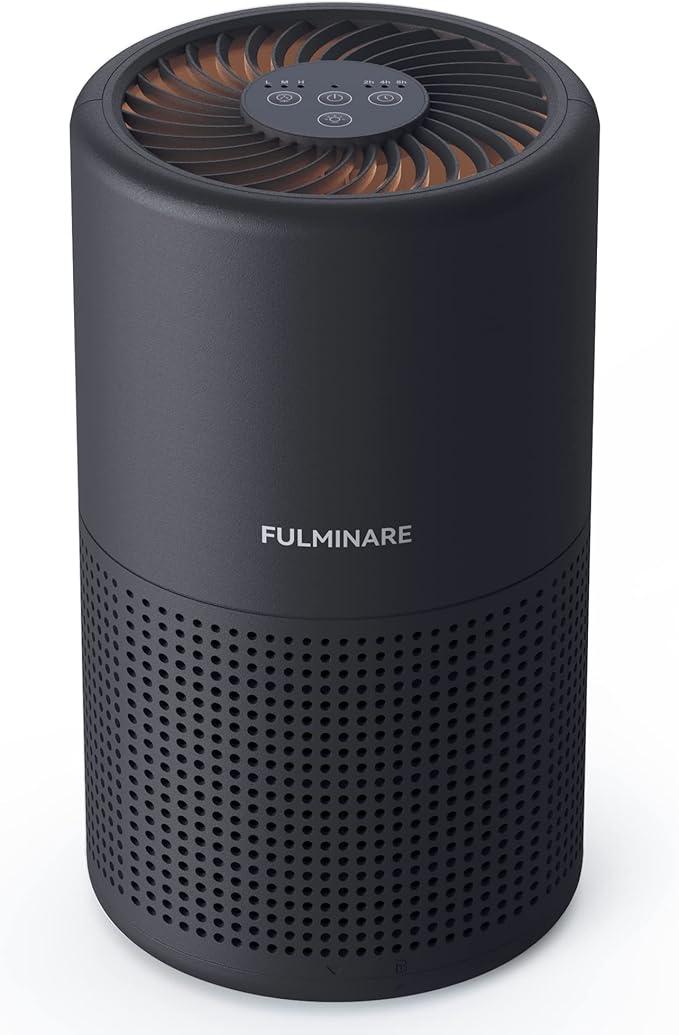 FULMINARE Air Purifiers for Bedroom H13 True HEPA Air Filter Quiet Air Cleaner With Night Light Portable Small Air Purifier for Home, Office, Living Room (Black, 1 Pack)