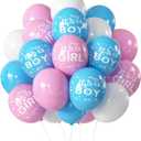 Gender Reveal Balloons, 50 Pcs Pink Blue White Latex for Baby Shower Decorations
