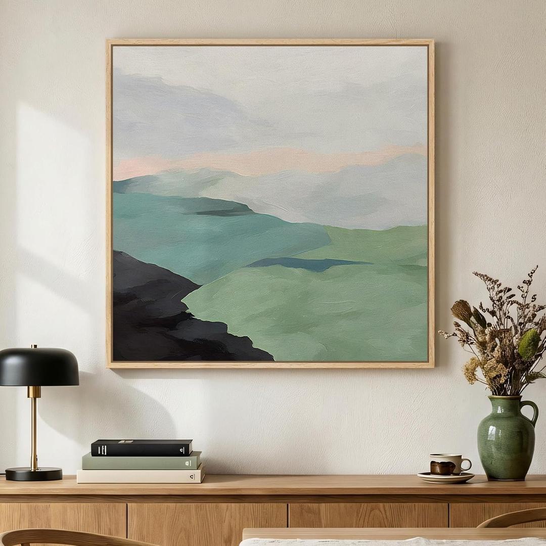 Framed Modern Neutral Green Landscape Abstract Canvas Wall Art, 24x24 In
Mountain, Canvas prints, Minimalist pictures, Sage and blue, Nature scene, Square paintings, Living room, Bedroom wall decor