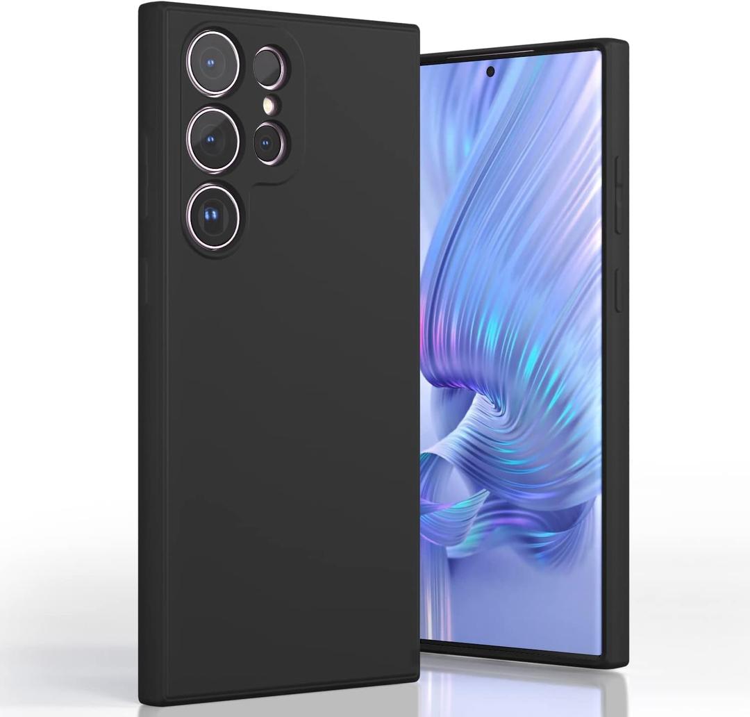 for Galaxy S23 Ultra Case, Liquid Silicone Slim Soft TPU Fit Full Body Protection Shockproof Phone Cover for Galaxy S23 Ultra 6.8"2023 (Black)