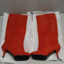 Women's Knee High Suede Boots for Women Wide Calf Square Toe Stiletto Heels Tall Boots Pull On High Heel Long Booties (8, Red)