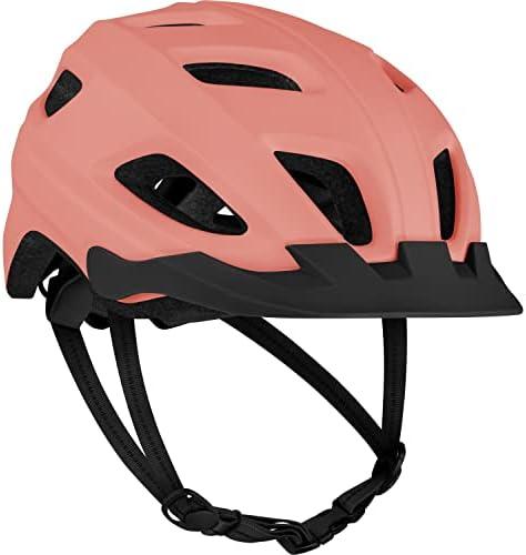 Retrospec Lennon Bike Helmet with LED Safety Light Adjustable Dial & Removable Visor Matte Melon
