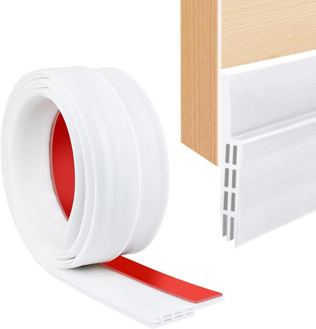 SUNMON Silicone Door Draft Stopper  39 inches Door Seal Strip for Under Door Seal Gap Interior & Exterior Doors Weather Stripping Soundproof White (White 1M/30in)
