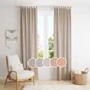 Gauze Striped Curtains, Boho Linen Gauze Tab Top Hanging Curtains Light Filtering Door Window Treatment 2 Panel Curtain Drapes for Living Room Home Décor Maroon on Beige (72"x42" Each Panel)