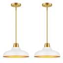 QianZhan White and Gold Pendant Light, 2 Pack Matte White Pendant Lights Fxtures Adjustable Modern Hanging Lighting,for Kitchen Island Dining Room Bar Restaurant