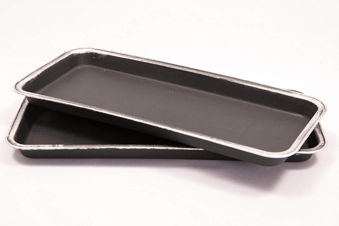 16" Decorative Rectangular Tray/Saucer (2 Pack) Fancy Trim Rustic/French Country Look, Planter Base for Indoor/Outdoor Decor Use. Long Lasting, Reusable Light Weight (16 inches, Silver)