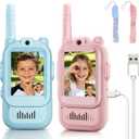 Video Walkie Talkies for Kids Ages 3-12, 2 Pack Rechargeable Video Intercom Toys with Camera, Indoor Outdoor Adventure Games for Family Camping Hiking Birthday Gifts for Boys Girls (Blue/Pink)