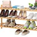 3-Tier Long Shoe Rack, Bamboo Wood Shoe Rack for Closet, Entryway & Hallway, Stackable | Beautiful | Functional | Sturdy