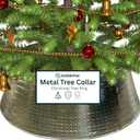 Inside Out Home Christmas Tree Skirt, Xmas Metal Tree Collar 27 Inch Diameter Base, Christmas Large Collar for Real or Artificial Tree, Xmas Decorations (Nickel)