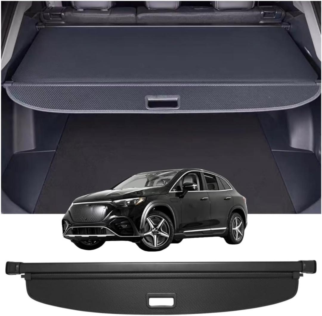 Retractable Cargo Cover Compatible with Mercedes Benz EQE 350 500 2023-2025 SUV Shield Security Shade Privacy Screen Tonneau Luggage Cargo Trunk Organizers (Carbon Fiber Texture)