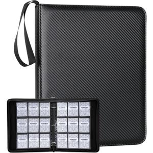 Card Binder 720 Capacity, Zippered Trading Card Holder for MTG, Sports & Collectible Cards Acid-Free, Durable & Travel-Friendly Storage (Black, 9 Pocket)