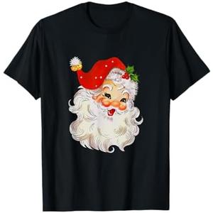 Retro Jolly Santa Claus Face Vintage St. Nick Christmas T-Shirt 2XL