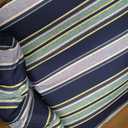 Arden Outdoor Adirondack or Rocking Chair Cushion, 20 x 17, Rain-Proof, Fade Resistant 17 x 20, Sapphire Aurora Blue Stripe
