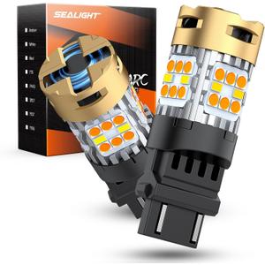 SEALIGHT Canbus 3157 Switchback LED Bulb 3057 3457 Dual Color Amber/White Anti Hyper Flash Built-in Resistor Error Free Turn Signal Lights DRL Parking Lights, 2PCS