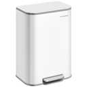 SONGMICS Kitchen Trash Can, 13-Gallon (50 L) Garbage Can with Lid, Stainless Steel, Soft Close and Stays Open, Inner Bucket, Wide Non-Slip Pedal, Cloud White ULTB547W01