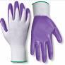RED STEER GLOVE COMPANY, NITRILE PALM GARDENING GLOVES,PACK OF 10, (White& Purple)