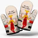Funny Family Cooking and Baking BBQ Kitchen Gadgets with Heat Resistant Silicone Non-Slip, Mr.Good Lookin' is Cookin' Oven Mitts Set of 2, Valentine's Day Gifts for Husband Dad Friend Baking Lover