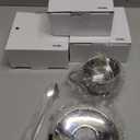 Okllen 4 Pack Stainless Steel Coffee Cup Set, 6 Oz Coffee Mugs with Spoon and Saucer, Double Walled Espresso Cups Mugs for Coffee, Latte,Tea, Milk