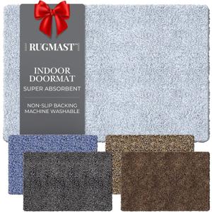 Premium Microfiber Indoor Door Mat  32"x48" Washable Entry Mat, Non-Slip, Waterproof Backing, Super Absorbent, Low Profile Entryway Doormat for Indoor Entrance (Dark Gray/Light Gray Fibers)