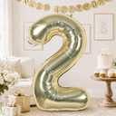 3 x Champagne Gold 40 Inch Balloon Number 2, Large Light Gold Foil Number 2 Balloons Set 0-9 for Girls Boys, Digital 2 Helium Balloon for Women Boho Baby Shower Anniversary 2nd Birthday Party Decorations