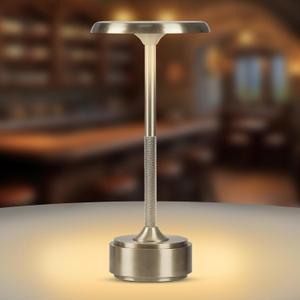 5200mAh Rechargeable Cordless LED Table Lamps Touch Sensor Light, 3-Levels Portable Dimming Wireless Battery Operated Lamp, Night Light/Restaurant Table, Outdoor, Coffee, Bar (Sliver)