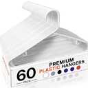 HOUSE DAY White Plastic Hangers 60 Pack, Clothes Hangers with Non Slip Hooks, Durable & Space Saving Coat Hanger, Light-Weight Clothing Hanger, Perfect Closet Organizer for Everyday Use