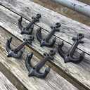 Nautical Cast Iron Ship Anchor Weathered Nautical Wall Hooks Coat Hook, Screws Included (5 PCS)