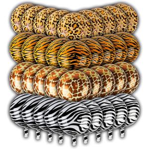 36 Pieces Jungle Balloons by Lunaborne - 18-inch Aluminum Foil Balloons - Leopard Tiger Zebra Giraffe Print Pattern Helium Party Balloons, Jungle Wildlife Zoo Theme Birthday Party Decorations