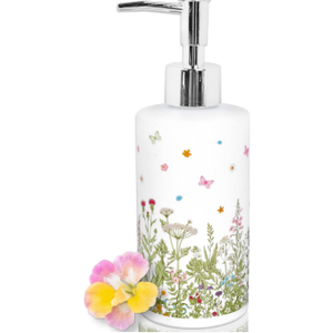 Wildflower Soap Dispenser Vintage Wild Floral Glass Soap Dispenser with Pump Refillable Liquid Soap Container for Bathroom Kitchen Countertop Decor