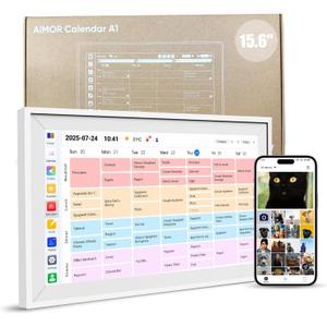 15.6-inch Digital Calendar : Dual Mode Smart Wall Planner, No Subscription, Install Apps, Sync Calendars, Electronic Touchscreen Interactive Display for Family Schedules, Chore Chart