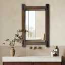 Scoffee Rustic Wood Bathroom Mirror 36"x24" Farmhouse Wall Hanging Vanity Mirror Decorative Wall Mounted Mirrors for Bedroom Entryway Living Room