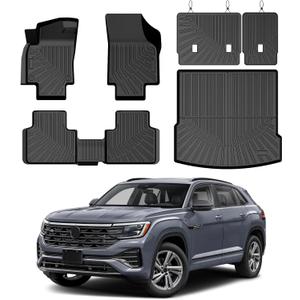 Atlas Floor Mats - Car Mats for Volkswagen Atlas Cross Sport 2020-2026, All Weather Floor Mats and Cargo Liner for Atlas Accessories, Heavy Duty Rubber Mats, Car Accessories