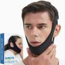 Chin Strap for CPAP User - Adjustable Snore Stopping Device Face Mask Bandage Keeping Mouth Closed - Better Night's Sleep No Dry Mouth Nasal Breathing (Black)