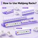 18.5 Inch Mahjong Racks with Pushers - Set of 4 Premium Tile Holders for 1.2" American Mahjong Games, Smooth Sliding for Family Game Nights (Purple with Glitter)