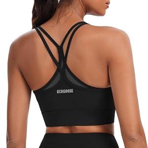 Sports Bra for Women, Tank Wide Straps Square Neck Criss-Cross Bra with Removable Cups for Yoga Gym Athletic Running, S