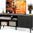 WLIVE TV Stand for 55 Inch TVs, Entertainment Center with Storage Cabinet, Mid-Century TV Stands for Living Room and Bedroom, 50" TV Console, Black