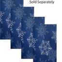 Newbridge Fancy Metallic Snowflake Christmas Fabric Tablecloth, 60 x 144 Inch Rectangle, Navy Silver, No-Iron Soil Resistant Sparkling Snowflakes Woven Holiday Table Cover