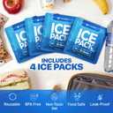 4 Pack Large Reusable Ice Packs for Coolers, BPA-Free Freezer Packs for Cooler, Leakproof, Food Safe, Long Lasting, 9.8 x 8.6 in