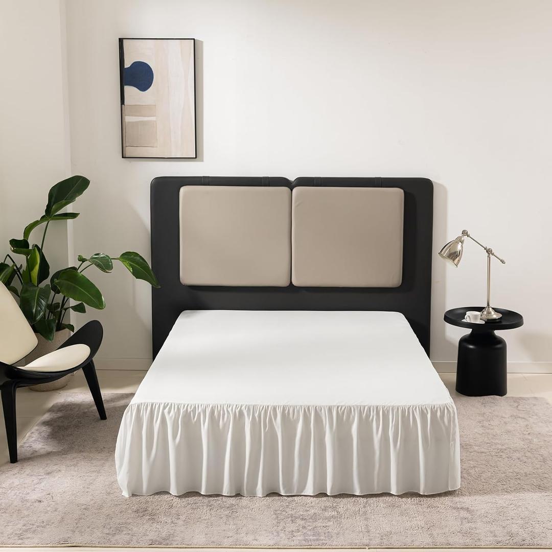 TSUTOMI Bed Skirt Queen Size Ruffled Bed Skirt with Split Corners, Queen Bed Skirt 12 Inch Drop, Queen Size Bed Skirt Ivory for Ruffled Bed Skirt with Split Corners, Bed Skirt Queen Size (12-Queen)