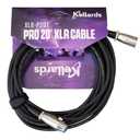 Kellards XLR-P20T Pro 20 ft XLR Microphone Cable, XLR Male to Female Cable 3-Pin Balanced Shielded Cable for Microphones, Mixers, Recording Studios, and Podcasts - Black